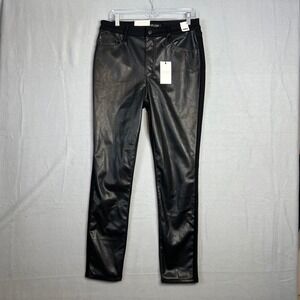 Judy Blue Faux Leather & Denim High Rise Skinny Jeans Size 30 Black NWT